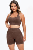3 Piece Washed Square Neck Wide Strap Active Set 