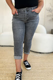 Judy Blue Full Size Button Fly High Waist Cuffed Capris 