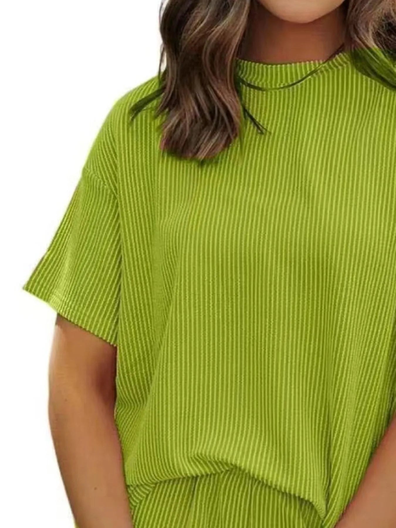 Full Size Ribbed Short Sleeve Top and Shorts Two-Piece Set Plus Size Lingerie & Nightwear