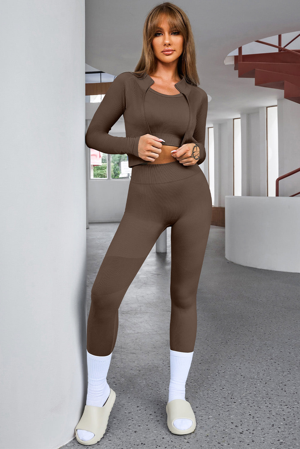 Tank Cropped Active Top and Pants Set Active wear