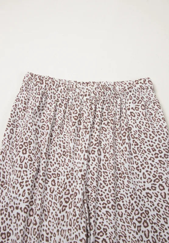 Leopard Button Down Long Sleeve Top and Pants Lounge Set Lingerie & Nightwear