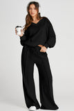V-Neck Long Sleeve Top and Pants Active Set 