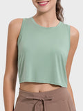 Millennia Drawstring Cutout Round Neck Active Tank 