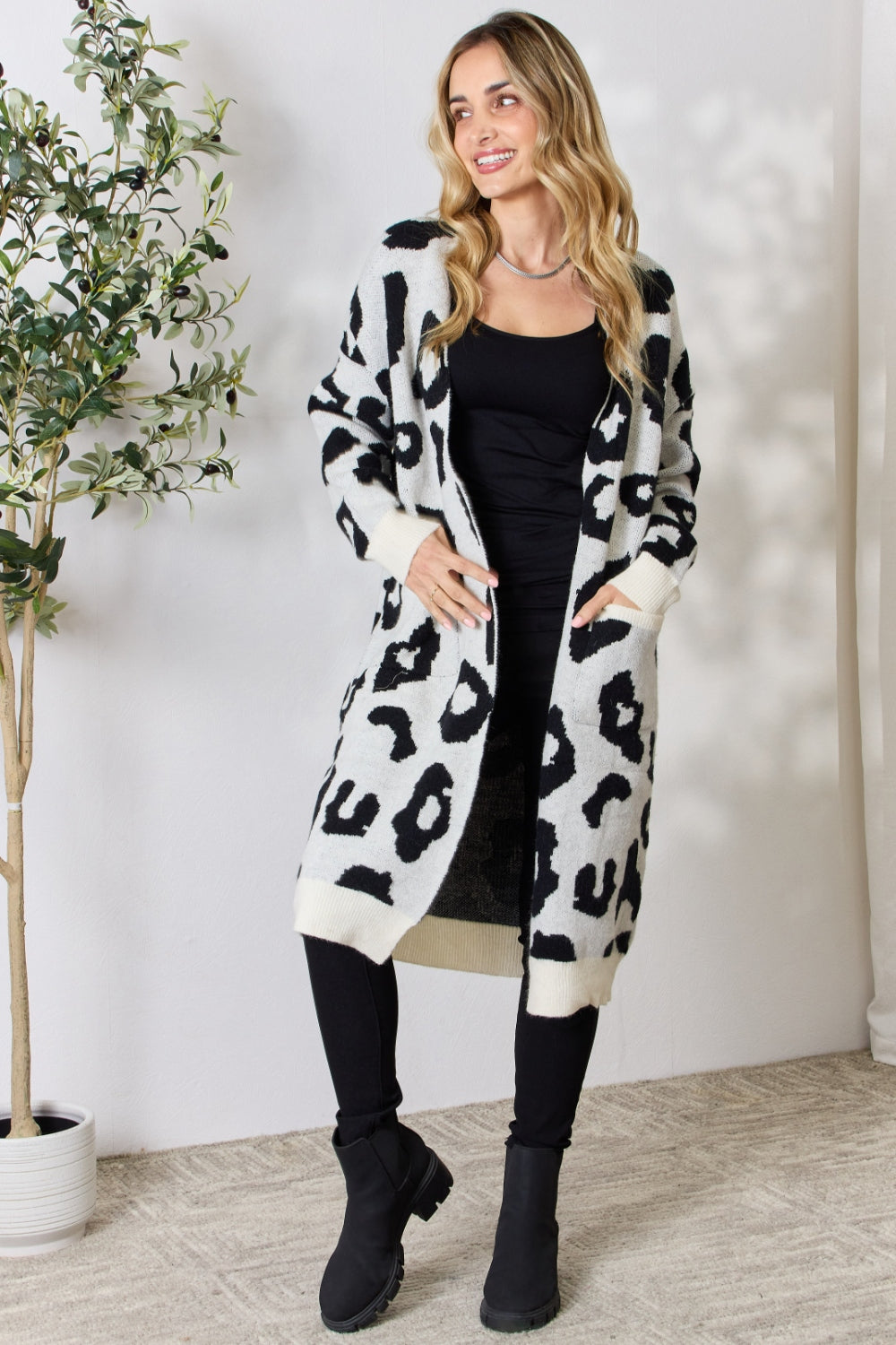 BiBi Leopard Open Front Cardigan 