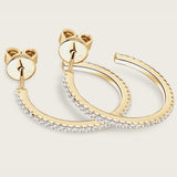 Inlaid Moissanite 925 Sterling Silver C-Hoop Earrings 