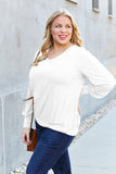 Basic Bae Full Size V-Neck Lantern Sleeve Top 