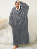 Pocketed Contrast Long Sleeve Hooded Lounge Dress 