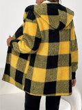 Plaid Long Sleeve Hooded Coat 
