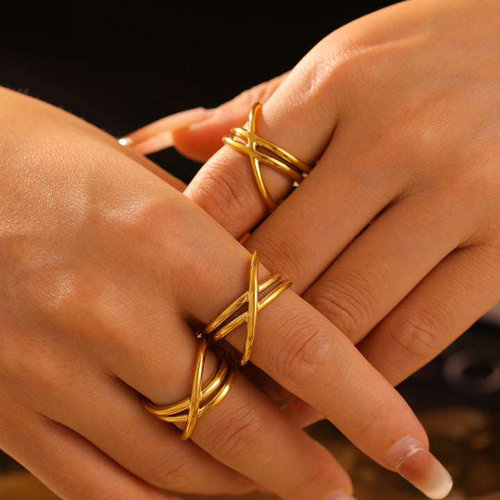 18K Gold-Plated Crisscross Ring 