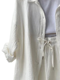 Textured Button Up Shirt and Shorts Set Two Piece Dresses