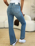 Judy Blue Full Size Mid Rise Destroyed Hem Distressed Jeans 