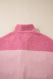 Pocketed Color Block Collared Neck Jacket 