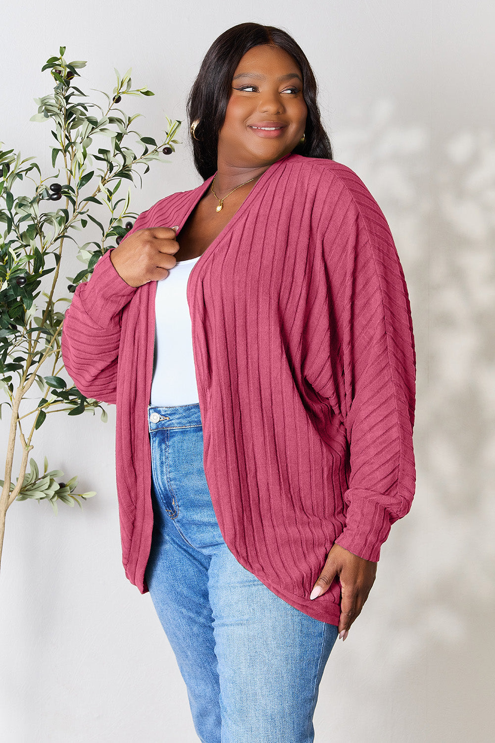 Basic Bae Full Size Ribbed Cocoon Cardigan 