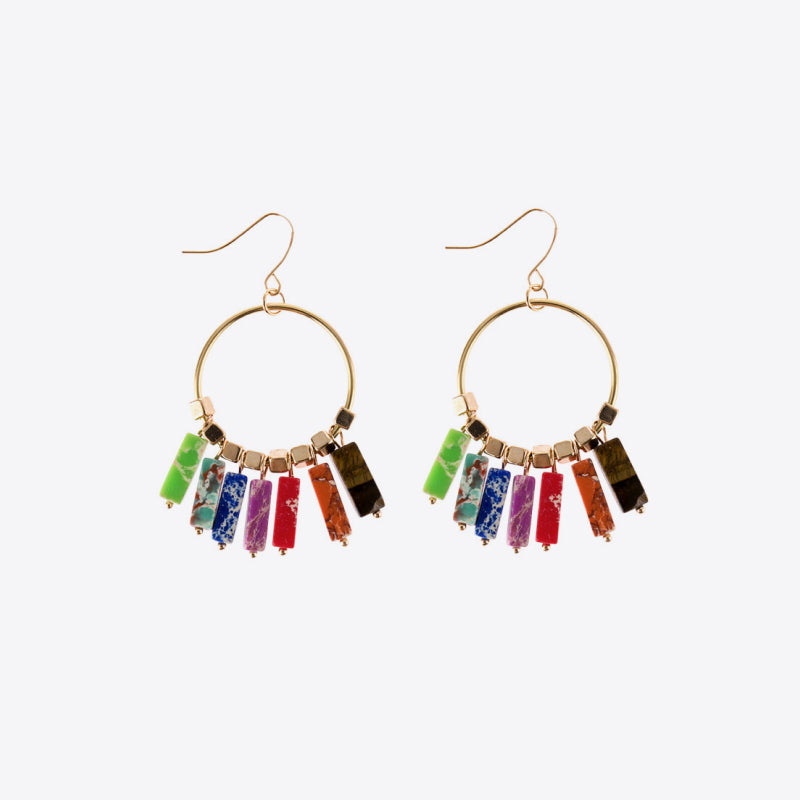 Multicolored Stone Dangle Earrings 