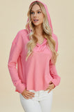 Double Take Full Size High-Low Dropped Shoulder Long Sleeve Hoodie 