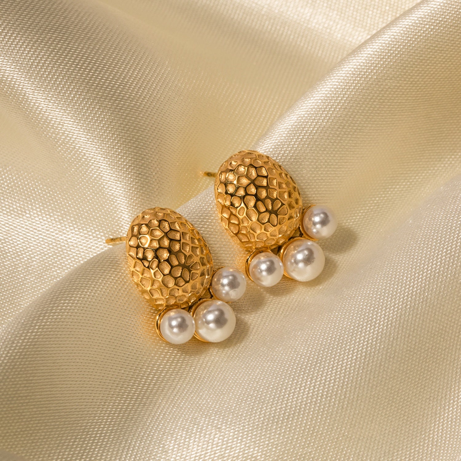 Imitation Pearl Stainless Steel Stud Earrings 