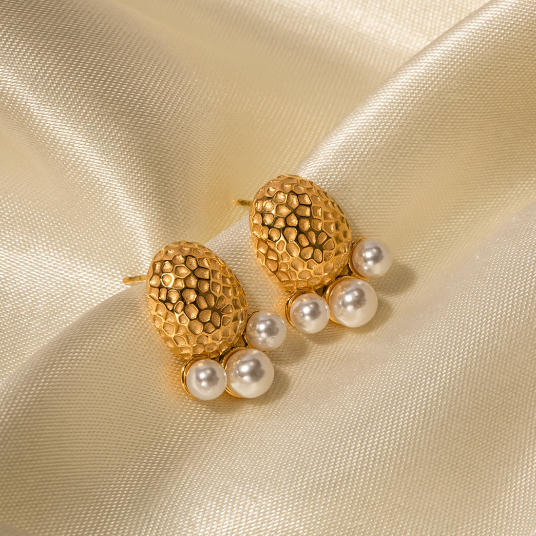 Imitation Pearl Stainless Steel Stud Earrings 