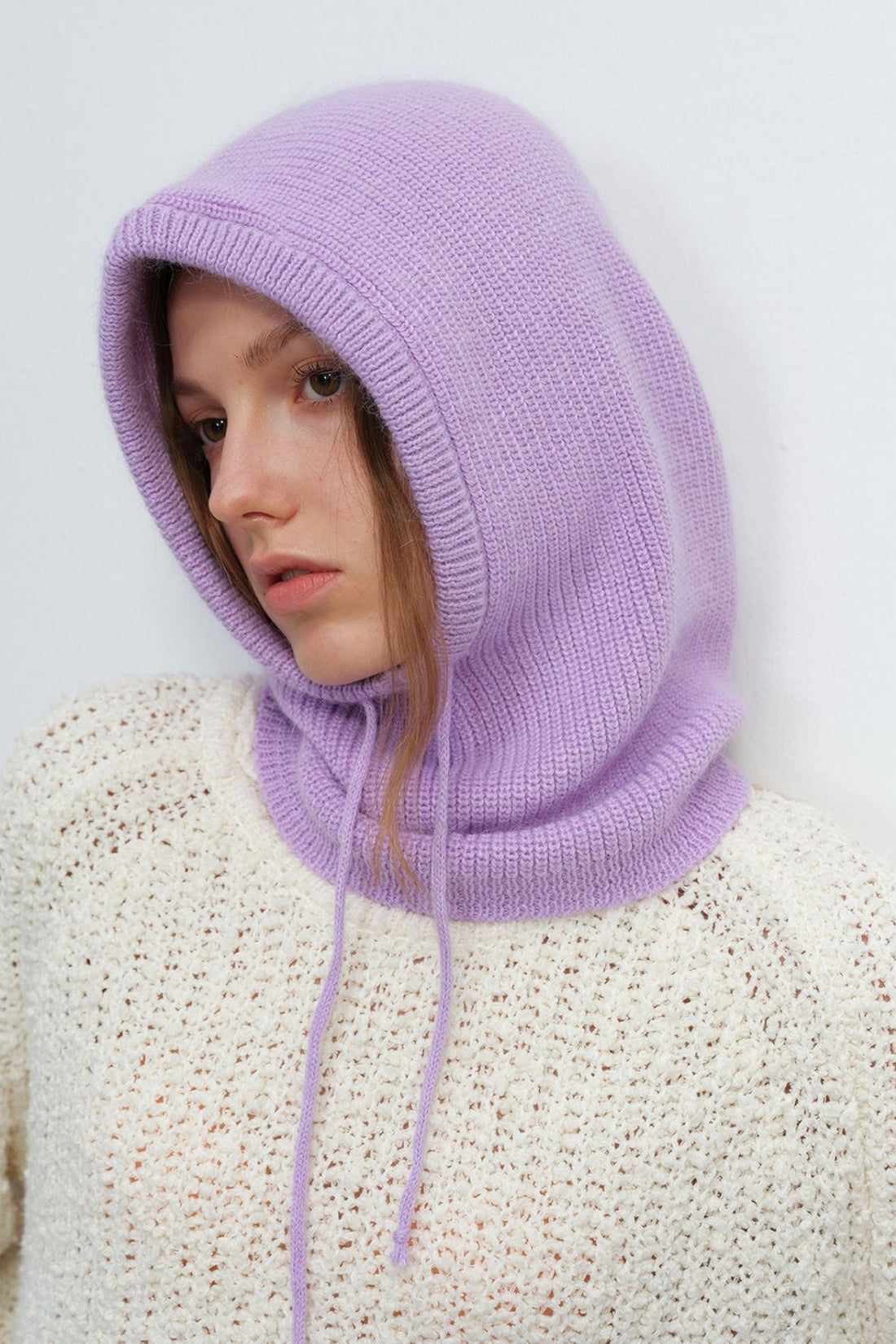 Drawstring Solid Color Thermal Knit Hat 