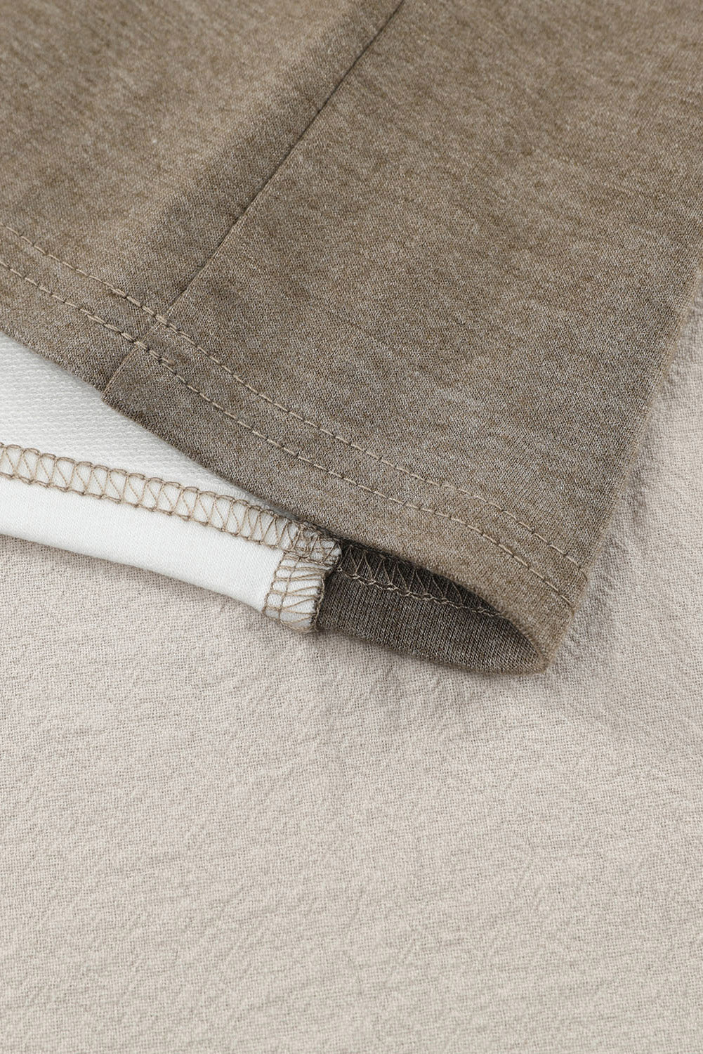 Exposed Seam Contrast Round Neck Long Sleeve Top 