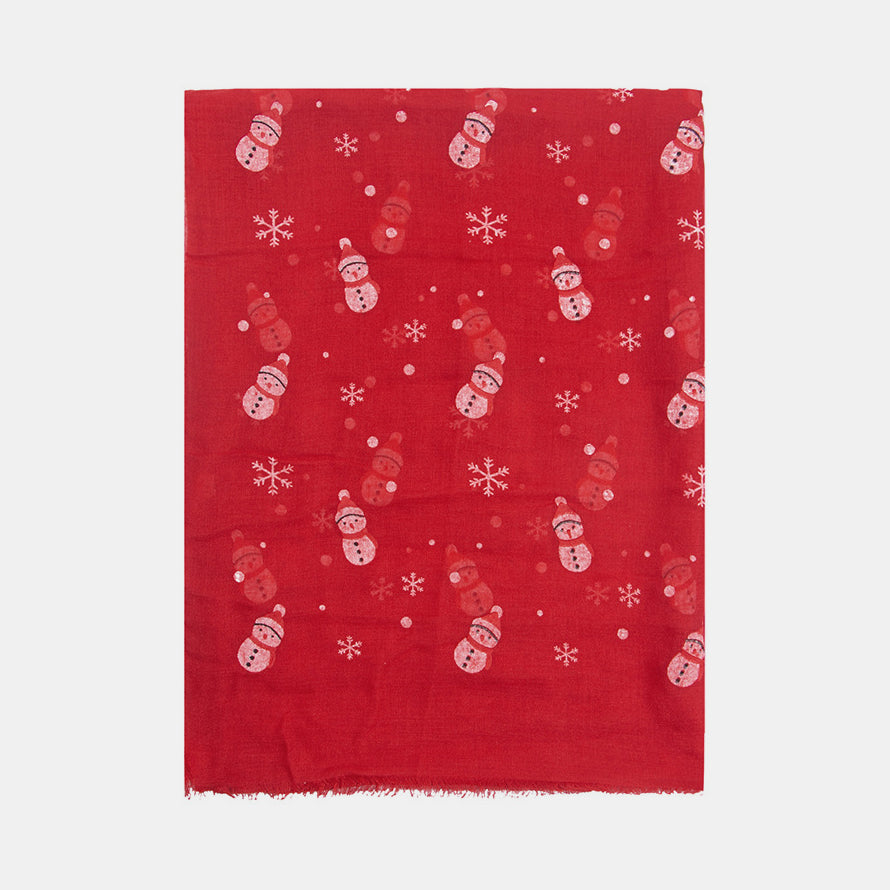 Fringe Snowman Polyester Scarf 