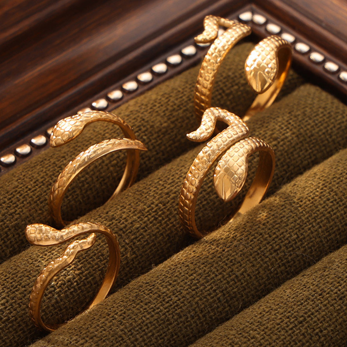 Titanium Steel Snake Shape Bypass Ring 