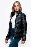 How Dare U Pocketed Zip Up Puffer Jacket with Removable Hood 