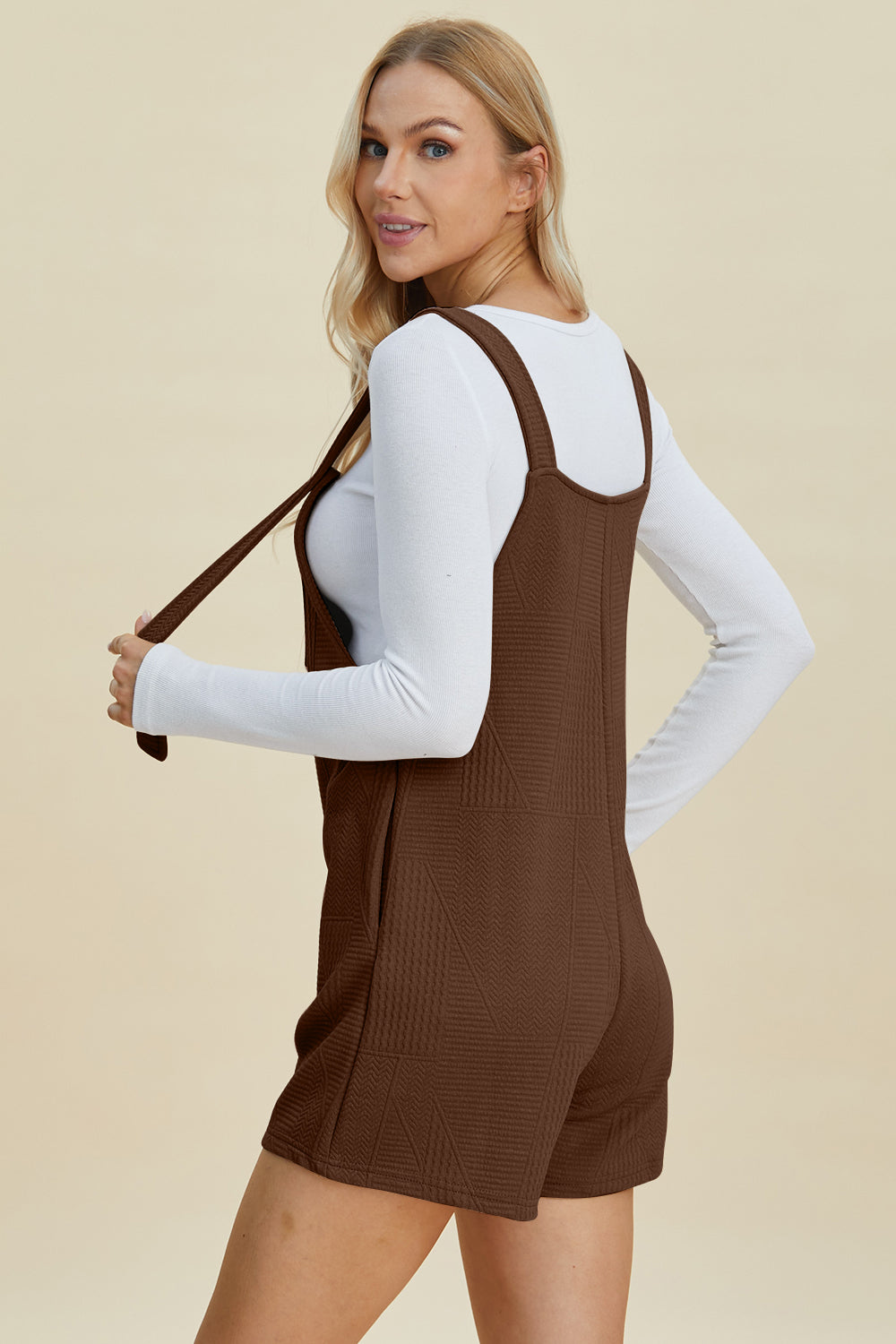 Double Take Full Size Texture Sleeveless Romper 