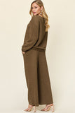 Double Take Full Size Texture Long Sleeve Top and Pants Set 