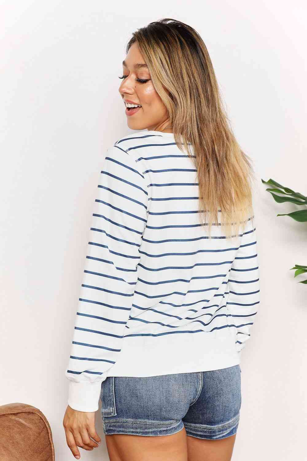 Double Take Striped Long Sleeve Round Neck Top 