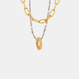 Beaded Double-Layered Titanium Steel Necklace 