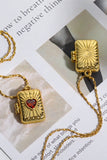 Heart Zircon Box Pendant Copper Necklace 