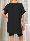 V-Neck High-Low T-Shirt and Shorts Set Two Piece Dresses
