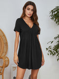 V-Neck Short Sleeve Lounge Dress 