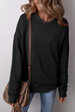 Solid Color Round Neck Long Sleeve Sweatshirt 