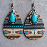 Artificial Turquoise Geometric Teardrop Earrings 