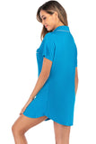 Contrast Piping Pocketed Short Sleeve Lounge Dress 