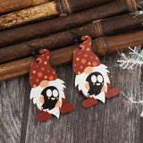 Point Hat Gnome Wooden Dangle Earrings 