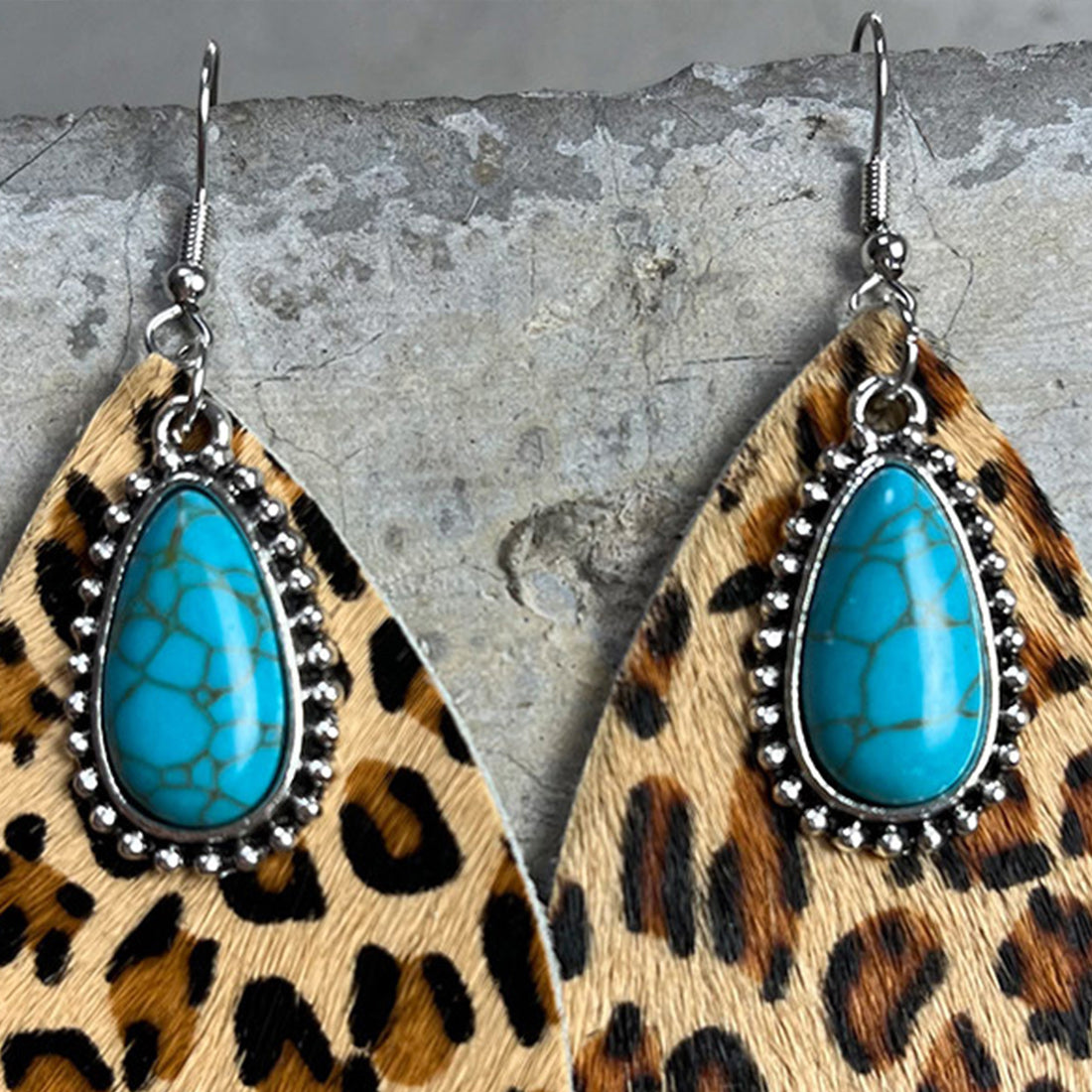 Artificial Turquoise Teardrop Earrings 