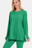 Zenana Full Size Brushed Microfiber Top and Leggings Lounge Set 