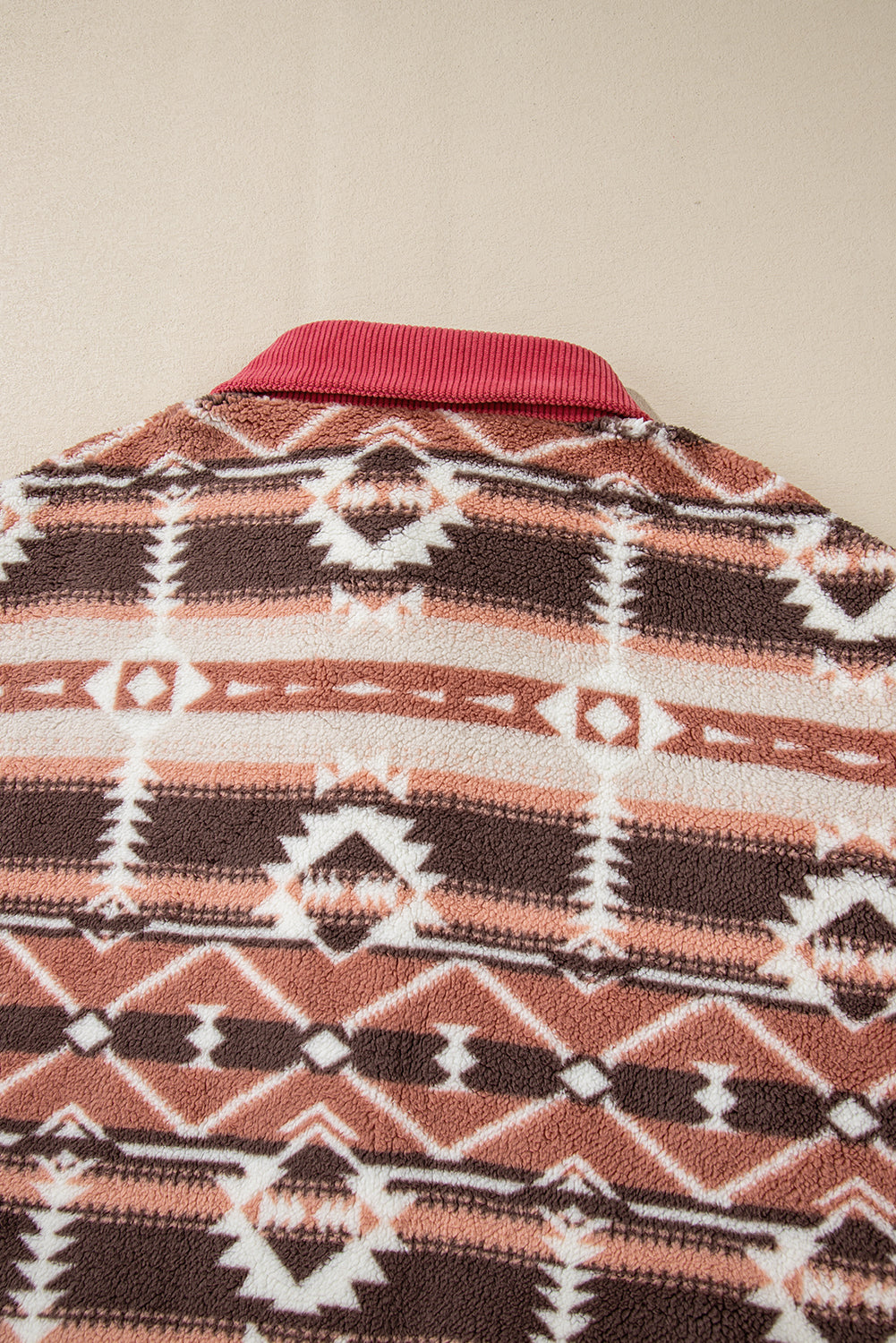 Geometric Button Up Corduroy Trim Jacket 