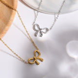 Titanium Steel Bow Pendant Necklace 