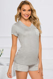 Striped Short Sleeve Top and Shorts Lounge Set Lingerie & Nightwear