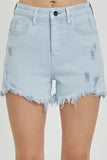 RISEN Full Size High Rise Distressed Detail Denim Shorts 