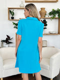 Double Take Full Size Texture Collared Neck Short Sleeve Dress 