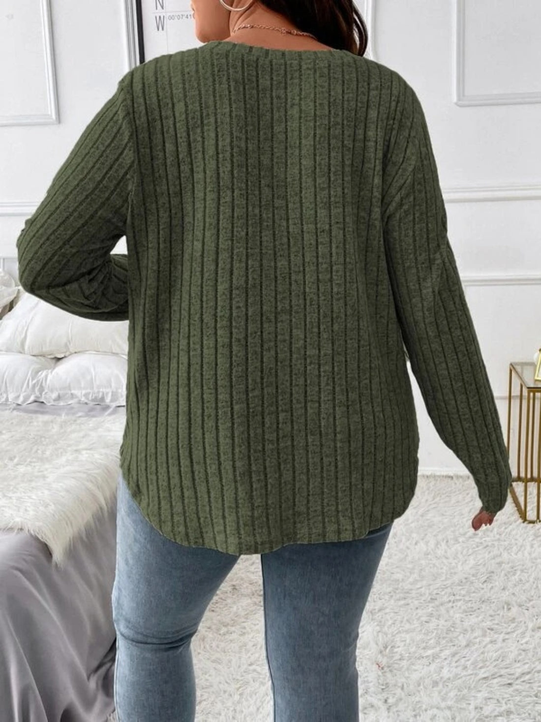 Plus Size V-Neck Long Sleeve T-Shirt 