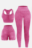 3 Piece Washed Square Neck Wide Strap Active Set 