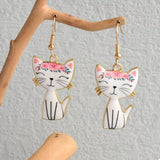 Colorful Cat Dangle Earrings