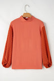 Swiss Dot Mock Neck Balloon Sleeve Blouse 