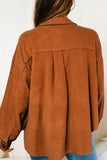 Pocketed Collared Neck Dropped Shoulder Jacket 