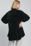 Umgee Full Size Polka Dot Button Up Half Sleeve Shirt 